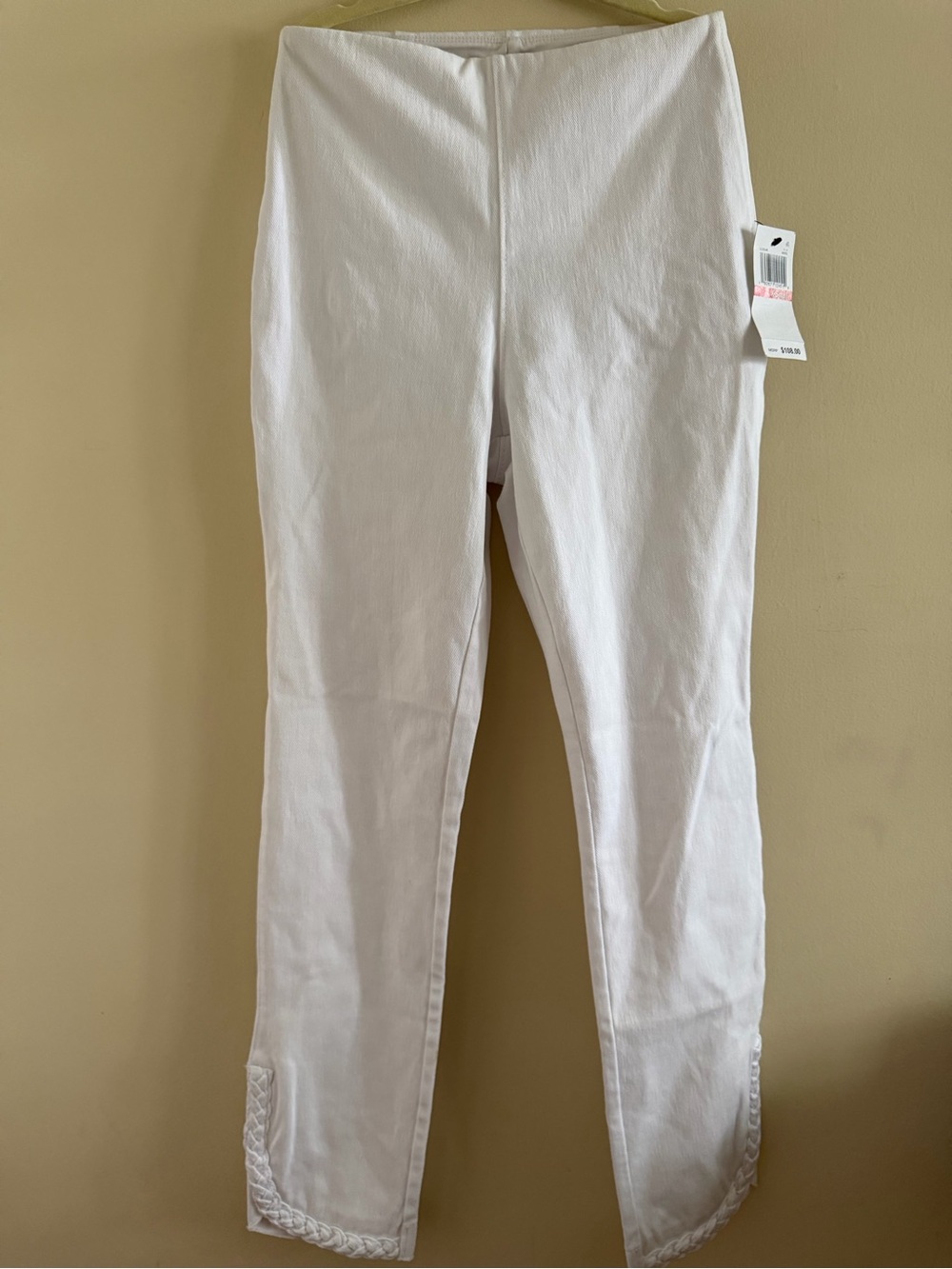 New! Lysse White High-Rise Braided Cropped Jeans